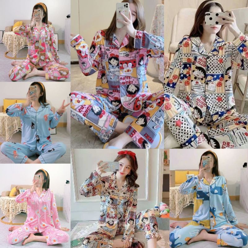 Pp piyama baju tidur wanita krah