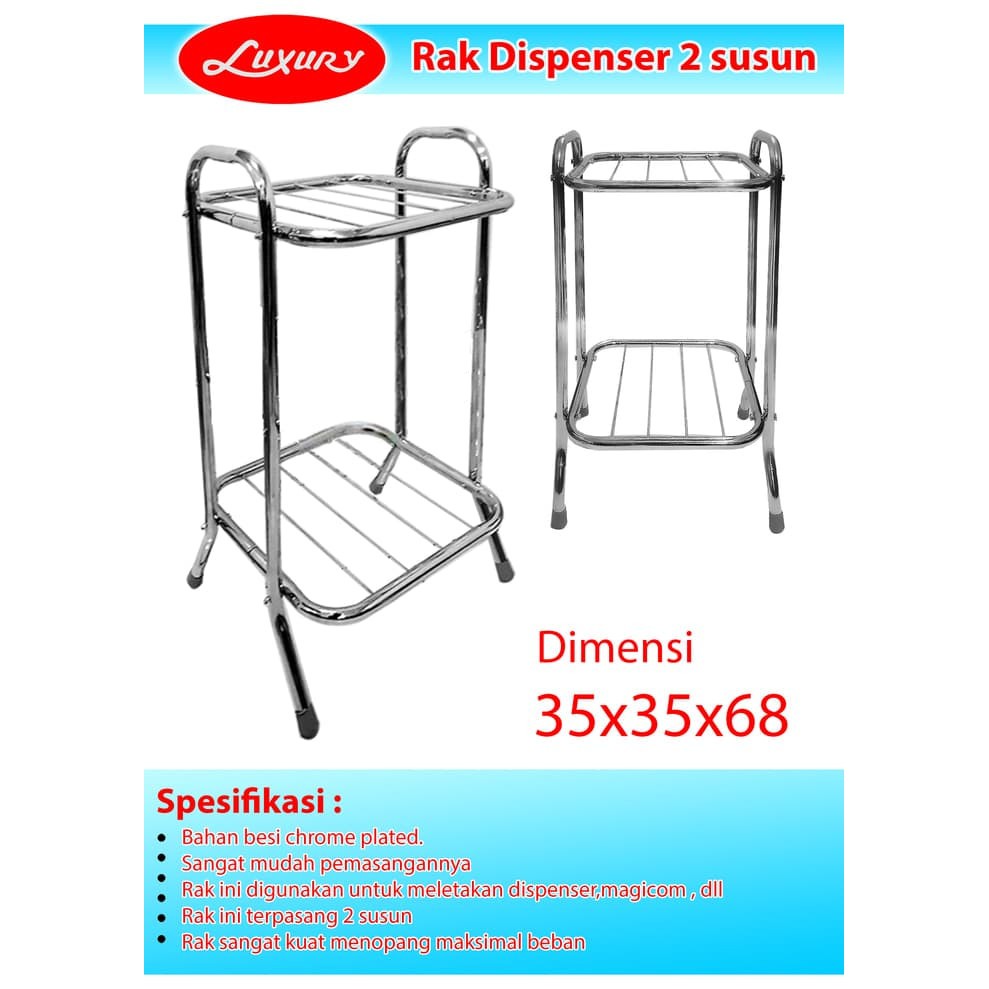 Rak Dispenser 2 Susun Stainless LUXURY/ Kaki Dispenser Galon/ Meja