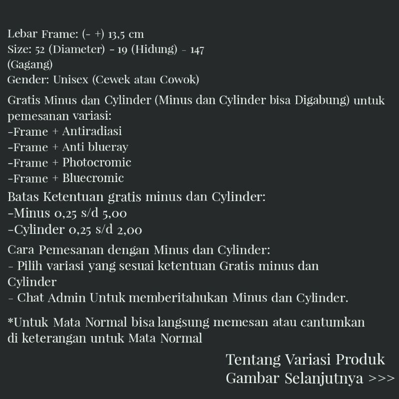 KACAMATA 2189 (ANTI-RADIASI•ANTI-BLUERAY•PHOTOCROMIC•BLUECROMIC)(LENSA MINUS&amp;CYLINDER)KACAMATA MURAH