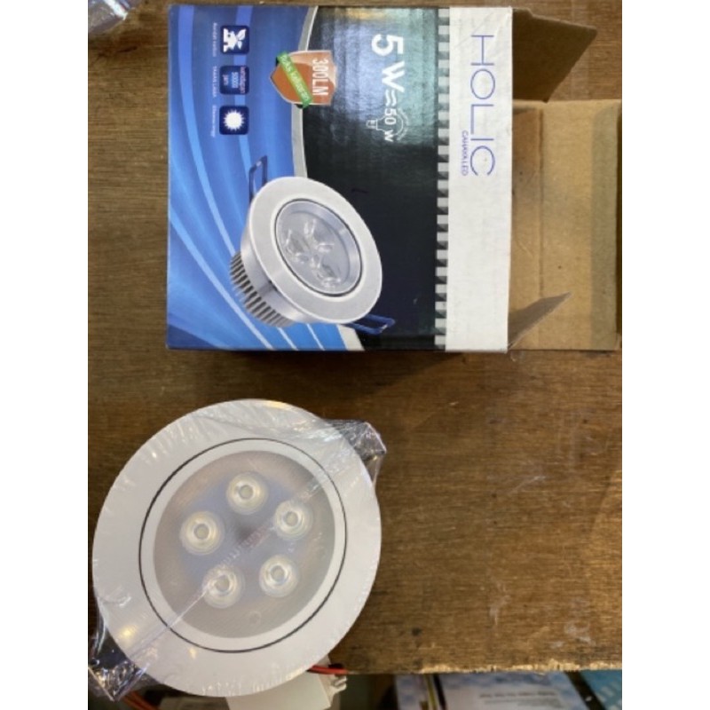 Downlight LED 5watt 5mata HOLIC body putih sinar 6500k dan 3000k include driver Voltase 220vac