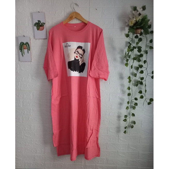 [COD] Kaos Midi Wanita OVERSIZE tangan 7/8 Bahan Katun Combed 20s Premium