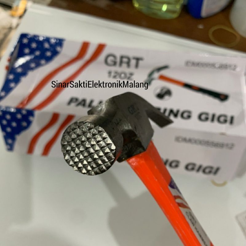 Palu Hammer Kambing Gagang Karet Fiber Besi 8oz Sedang Besar Kayu