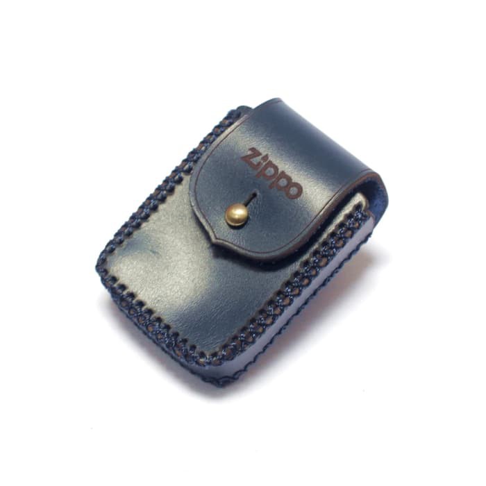 sarung zippo kulit asli anyam - zippo lighter case - biru - PHAC666