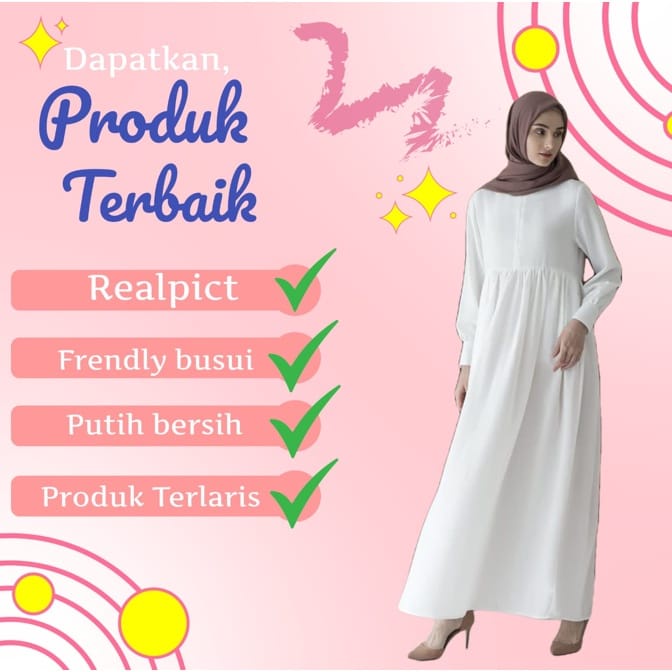 Gamis wanita terbaru 2022 Modern Gamis Syari Gamis wanita Putih Polos terbaru Gamis Putih Murah Gamis manasik haji-3
