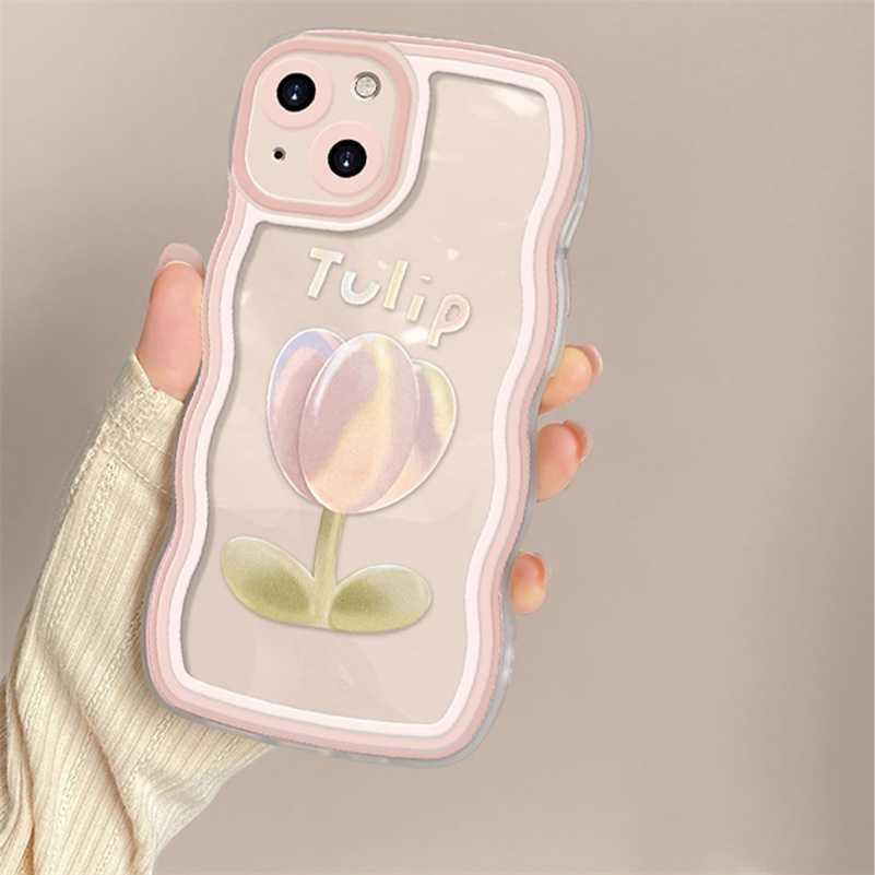 Soft Case Silikon Transparan Motif Bunga Tulip 3D Untuk iPhone 14 13 12 11 Pro Max X Xr Xs Max 8 7 6 6s Plus