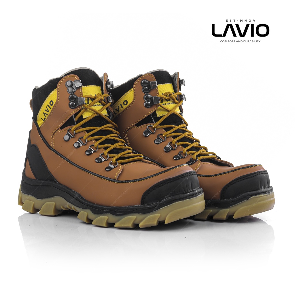 Sepatu Safety Boots Pria Ujung Besi Keren Terlaris Lavio Wood