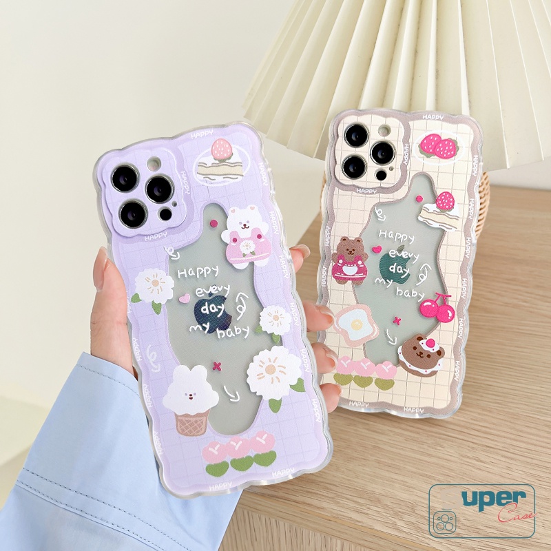 Soft Case Bahan Tpu Motif Beruang Kelinci Untuk iPhone 11 12 13 pro Max 8plus 7 6 6s 8 plus X XR XS Max SE 2020