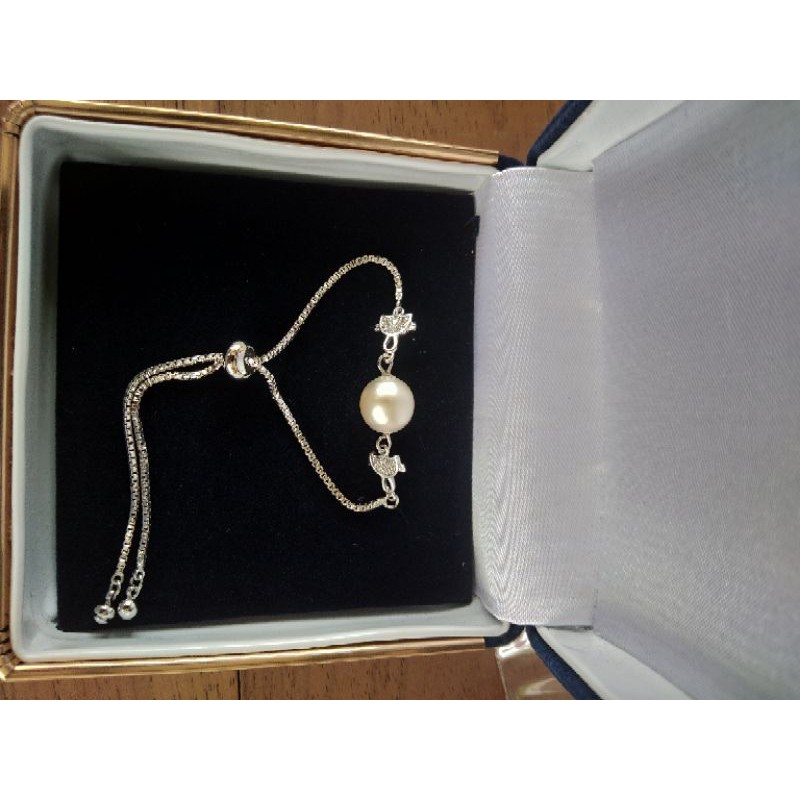 Gelang Serut Rhodium Mutiara Laut Asli| Gelang Mutiara | Gelang Mutiara Asli Murah