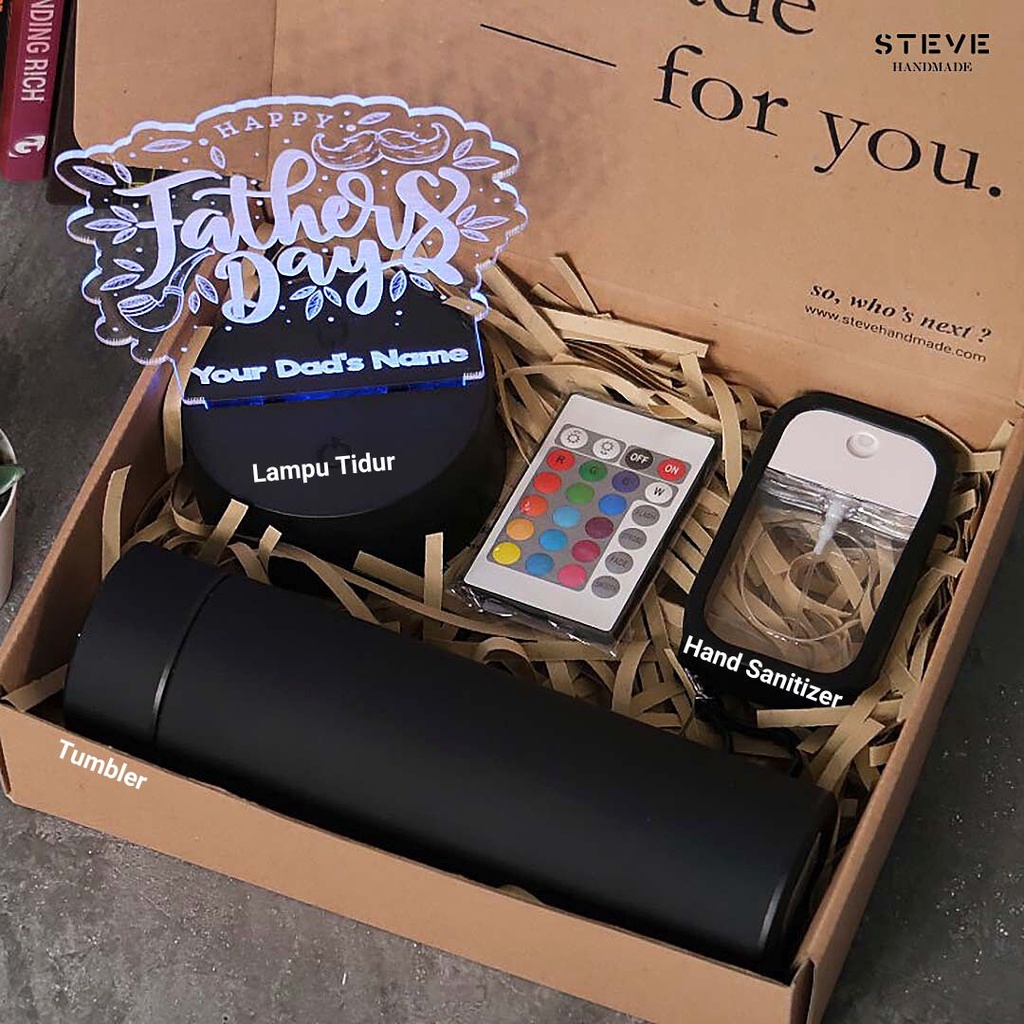 Gift Set Tumbler LED Lampu Tidur Hand Sanitizer Custom Father Day Anniversary Kado Couple