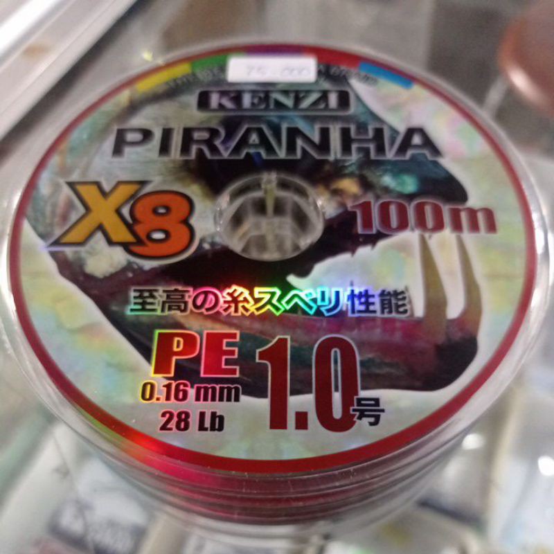 Benang senar Nilon PE Kenzi PIRANHA X8 100m PE 1, PE 2, PE 3