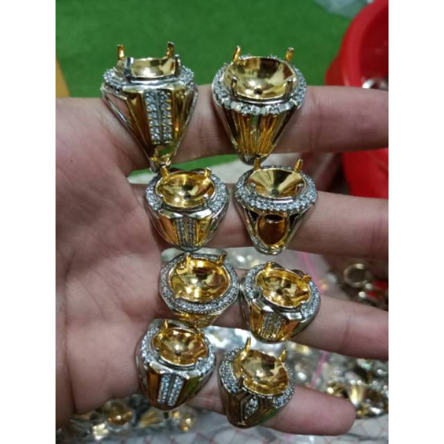 (PERKODI) GROSIR RING / EMBAN AKIK ALPAKA STONE CASTING NON KLEP ZIRCON KOMBIN GOLD LIMITED