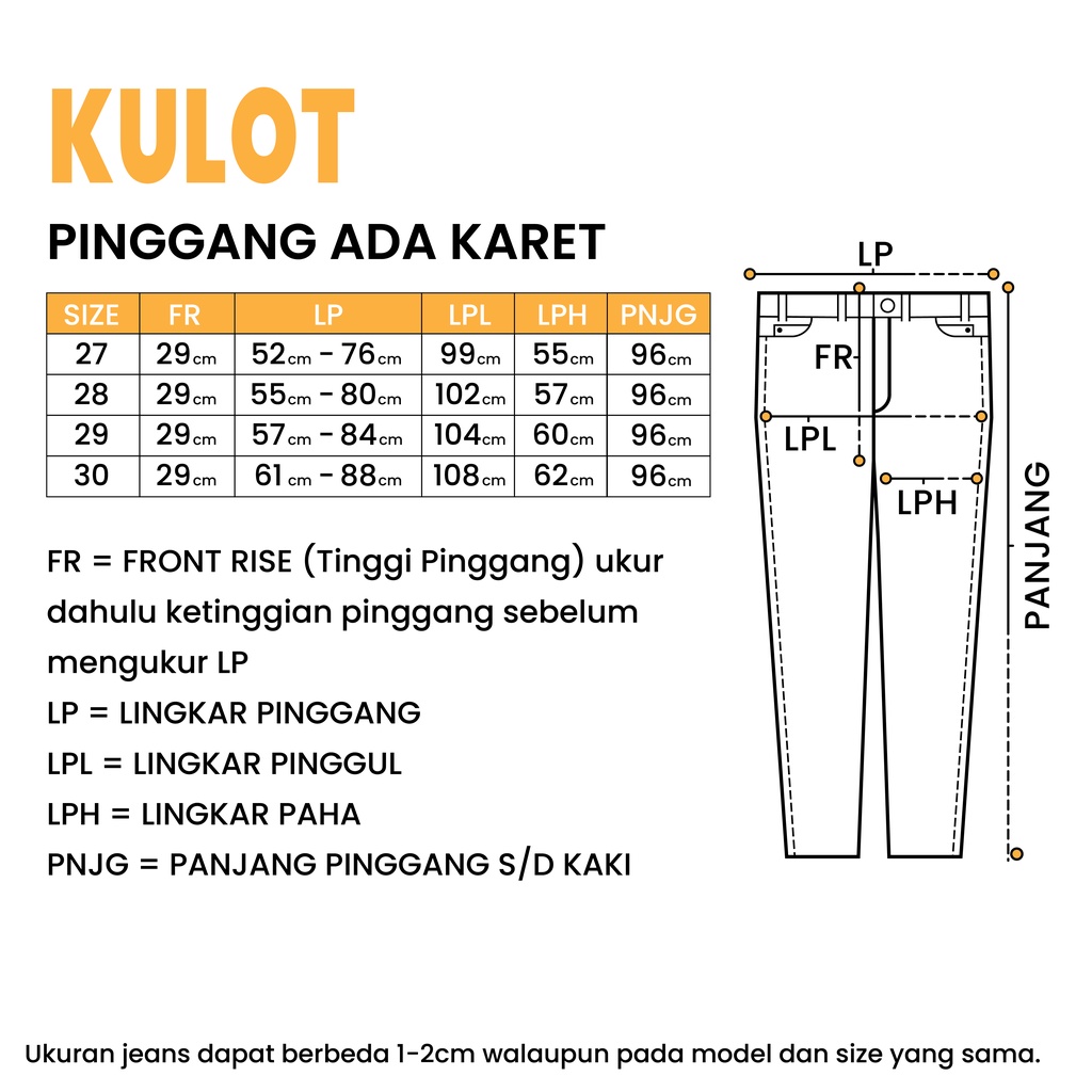 WINAGA- HighWaist Kulot Ban Karet Kancing 2 Jeans | Kulot Ban 2 Karet Jeans | Celana Panjang Kulot | Basic Denim | Denim Jeans