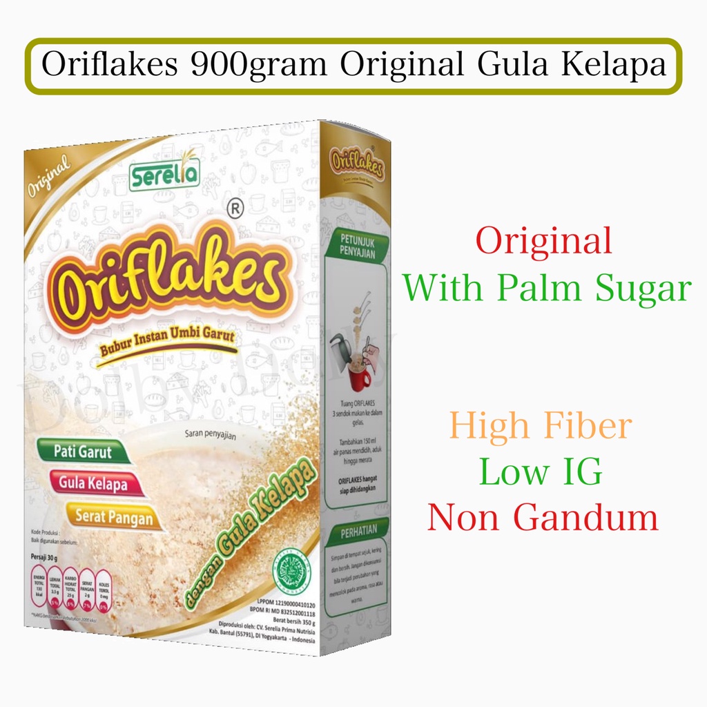 

Oriflakes Original Gula Kelapa Sereal Umbi Garut Asam Lambung 900 Gram Bisa COD