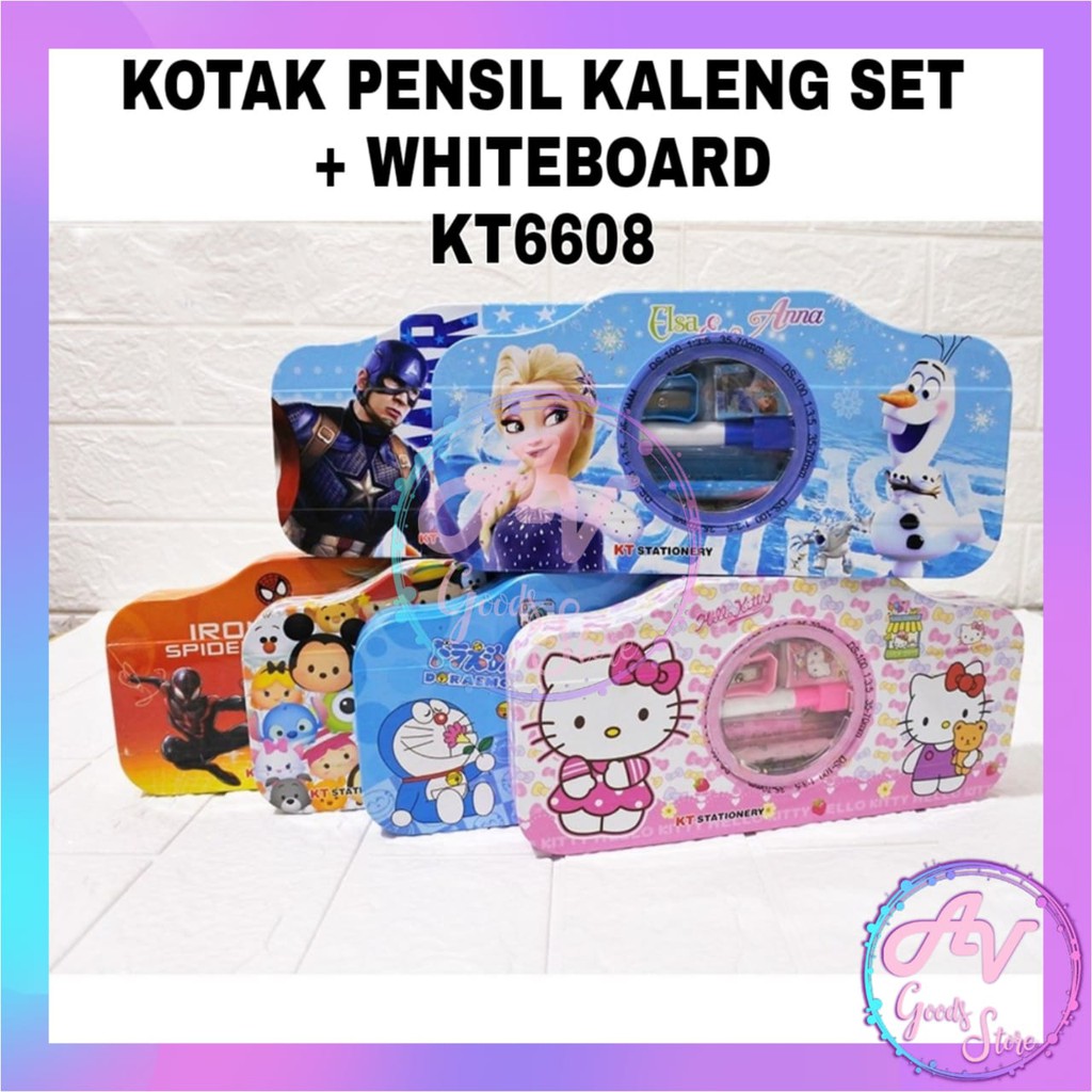 

KOTAK PENSIL KALENG SET + WHITEBOARD KAMERA KT6608 / TEMPAT PENSIL + SET ALAT TULIS KARAKTER FANCY