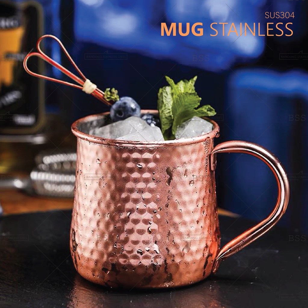 Gelas Mug Stainless SUS 304 500ml Moscow Mule Muk Rosegold Mojito Mocktail Cocktail Unik