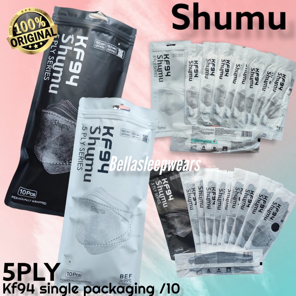 MASKER SHUMU KF94 PRO 5PLY SINGLE INDIVIDUAL PACKING ORIGINAL KEMENKES ISI 10 PACK