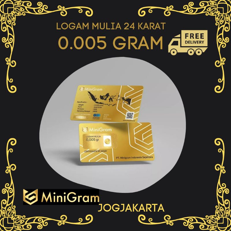 Minigram 0,005 gram emas 24 karat bersertifikat resmi