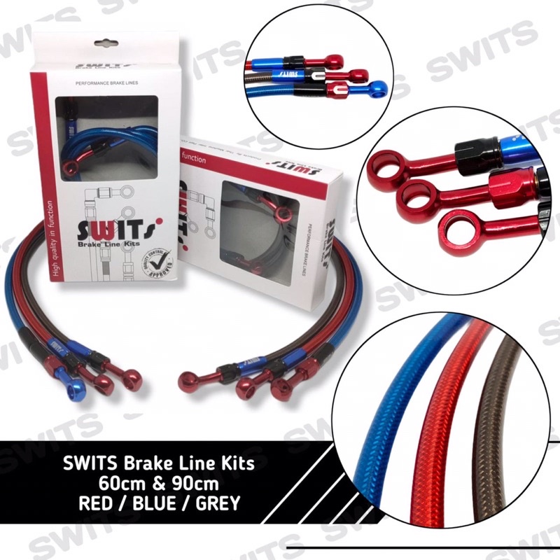 Selang Rem SWITS 65cm 100mm Warna Original Universal Banjo Lurus Non PSI Blak Red Blue  FOURSIX_46