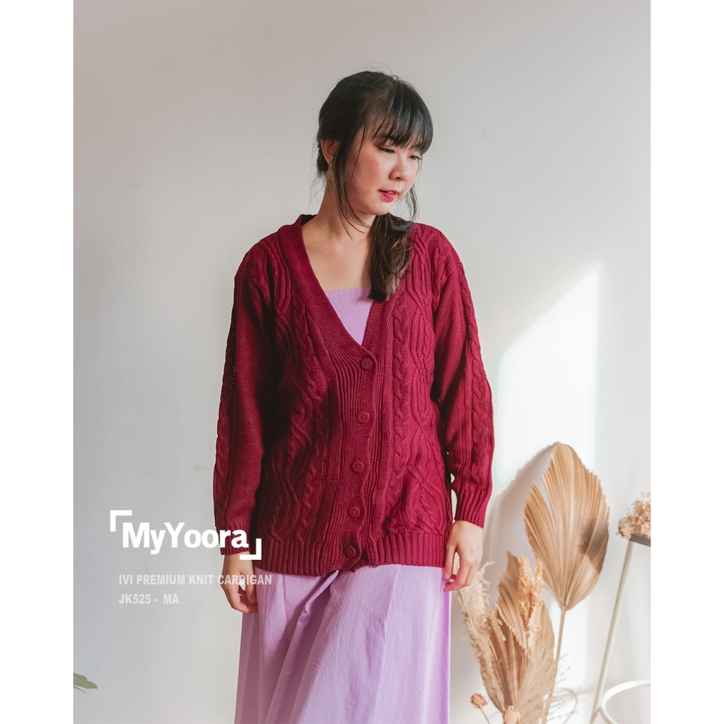 MyYoora Premium Knit Basic Cardigan Rajut JK530/JK525 /JK523-Ivi-Maroon