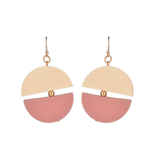 LRC Anting Gantung Fashion Semicircle Shape Decorated Earrings