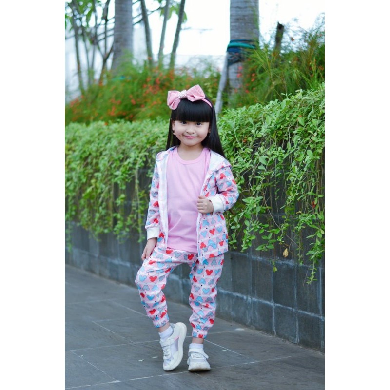 Jaket Anak Setelan Anak Jaket 3in1 Zipper Hoodie Bloom