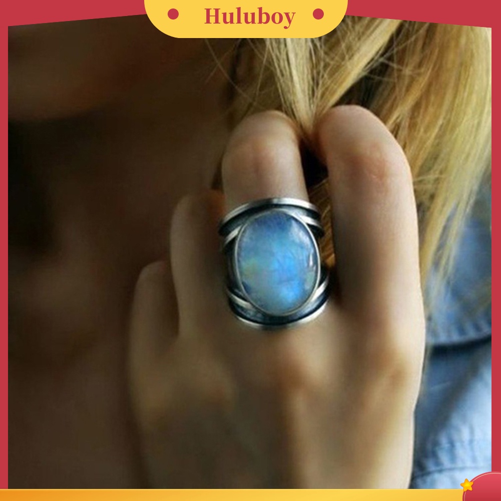 Hu Hu Hu Hu Hu Alat Bantu Pasang Kacamata♡ Cincin Batu Moonstone Imitasi Bentuk Oval Besar Aneka Warna Untuk Wanita