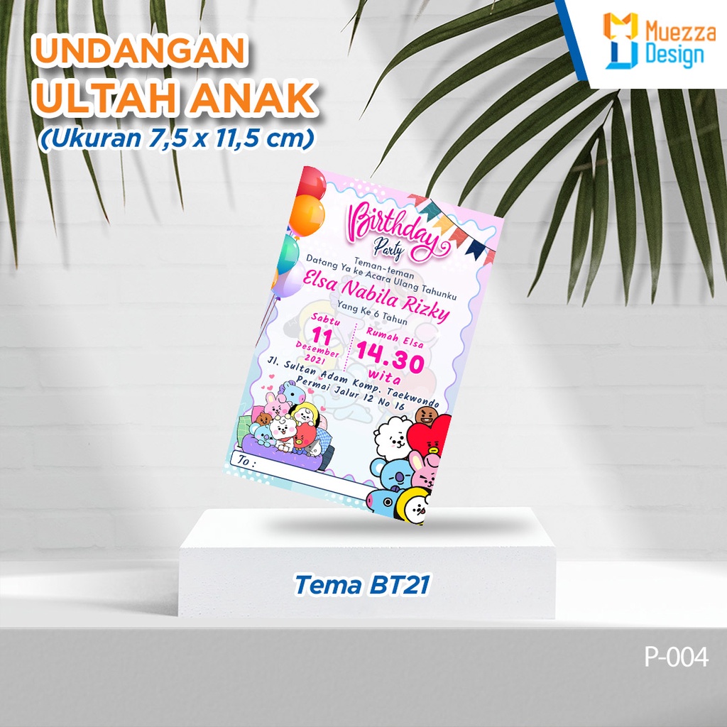 Undangan Ultah Anak Tema BT21