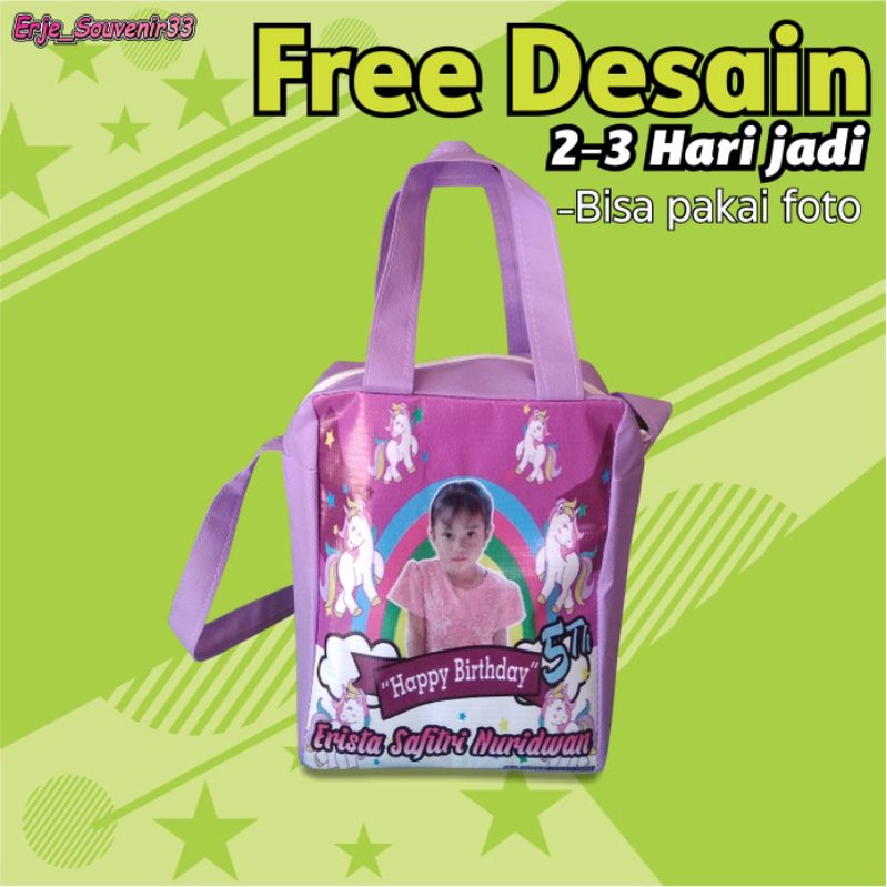 

tas ultah selempang mini resleting / tas ulang tahun / goodie bag