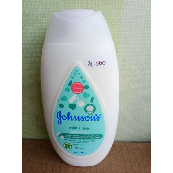 JOHNSONS BABY LATION BABY LOTION REGULAR, MILK+RICE, BADTIME,COTTONTOUCH 200ML