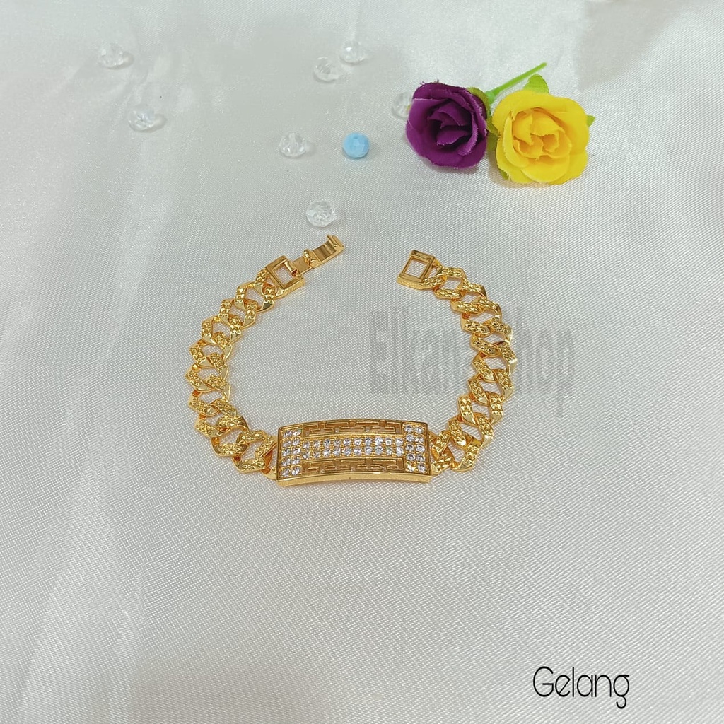 SET GELANG SISIK NAGA PERSEGI JARING KOMBI ZIRCON SIMPLE TERMANIS RANTAI SUPER BERKELAS PERHIASAN ANTI KARAT&amp;ANTI LUNTUR