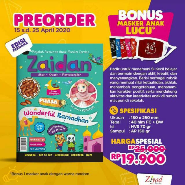 Majalah aktivitas anak muslim cerdas ZAIDAN