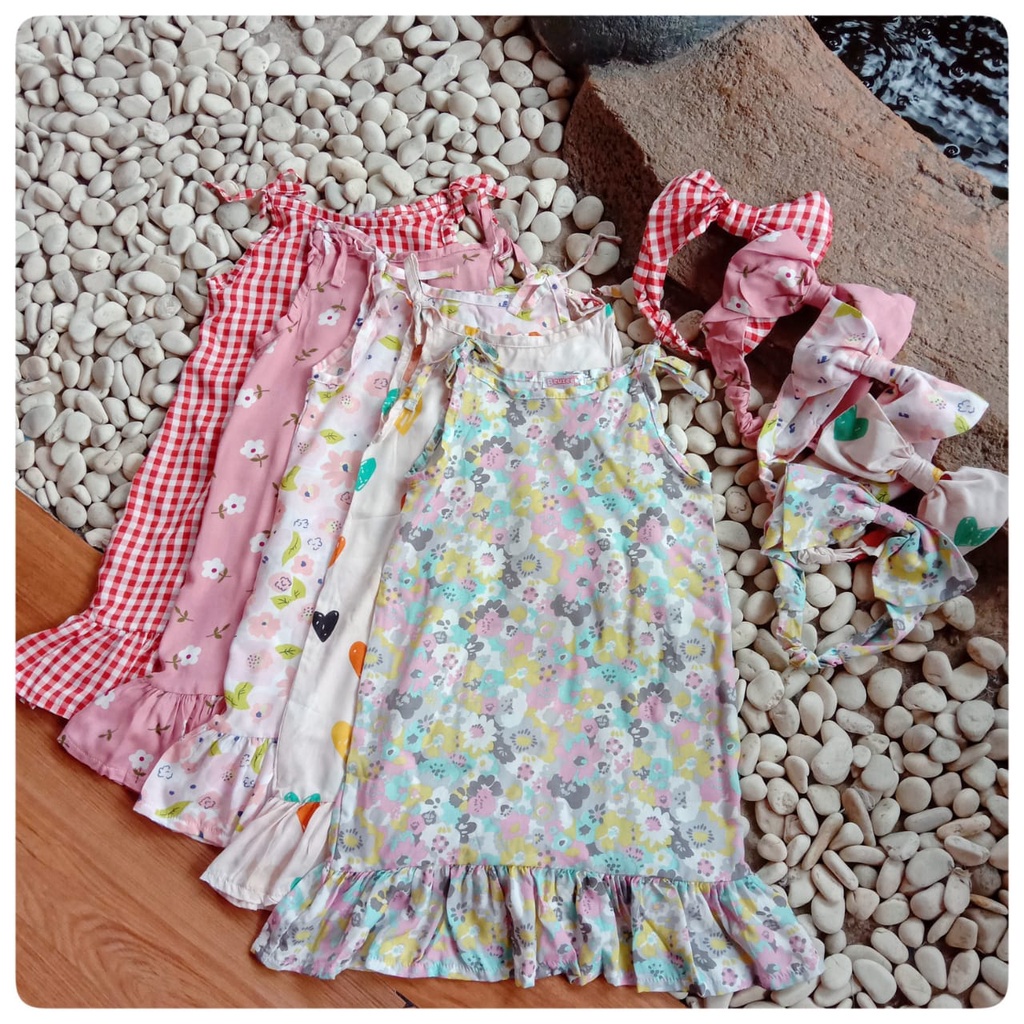(1-3 Tahun) PEVITA Beuzee (B) Dress Rayon Anak Balita free Bandana