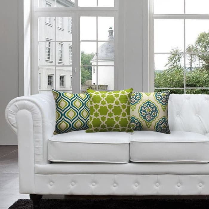 Toala Sarung Bantal Dekorasi Sofa Cushion Motif Hijau Biru - Q1435