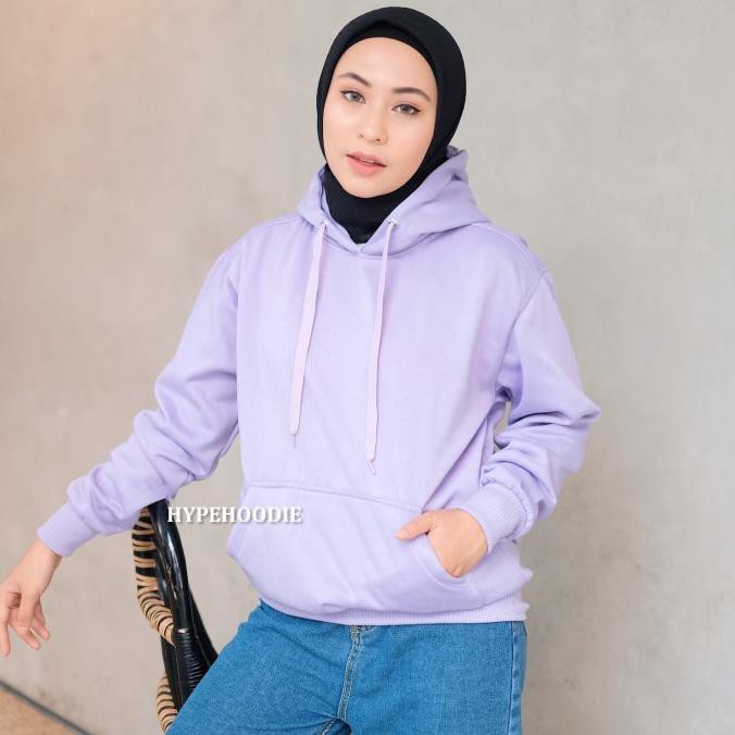 Produk Terbaru Promo Hype Jaket Hoodie Jumper Polos Ungu Muda Wanita M-Xxl - Ungu