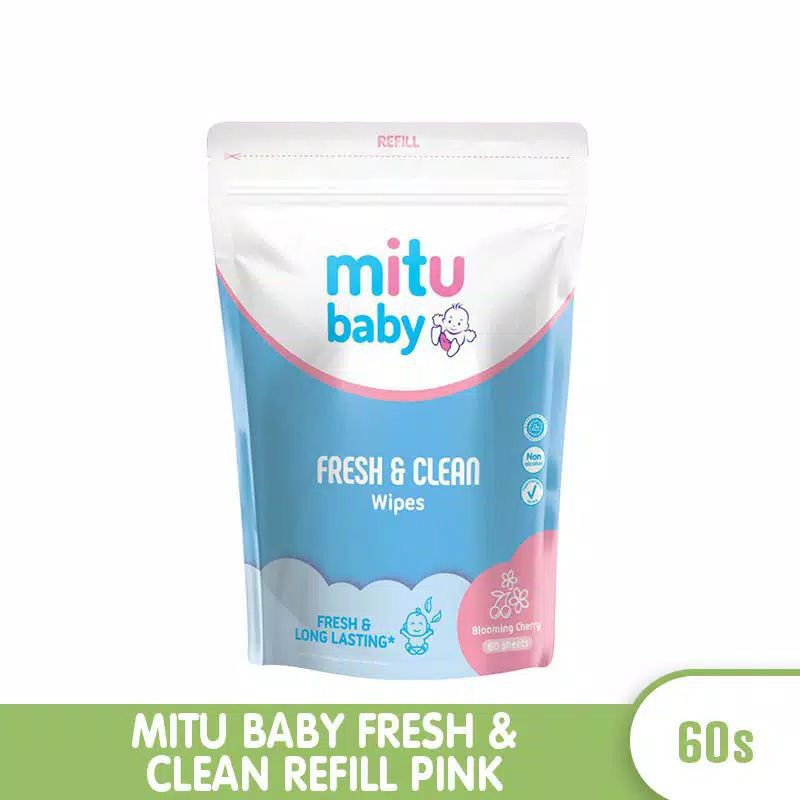 MITU WIPES FRESH&amp;CLEAN PINK CHERRY 60'S REF