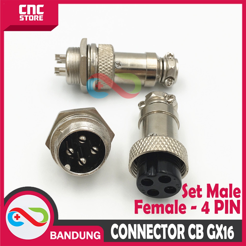 AVIATION PLUG CONNECTOR CB GX16 16MM SET MALE FEMALE - 4 PIN