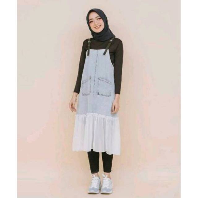 M7 SET ELSA OVERALL JEANS SNOW | Bahan jeans