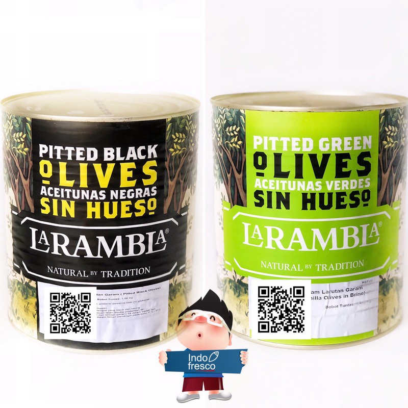 

La Rambla Zaitun Olive Non Biji- Pitted Olives in Brine 3Kg