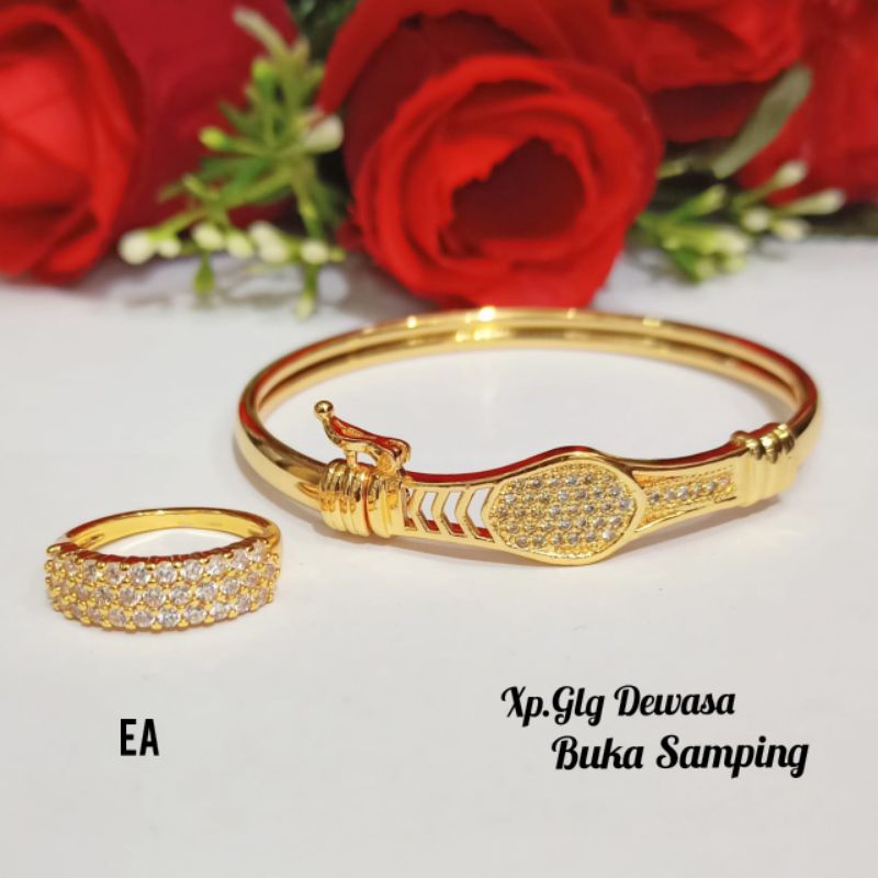 Gelang FREE Cincin Full permata zircon Bangkok cantik menawan Gold&amp;Silver,tidak karat *COD*
