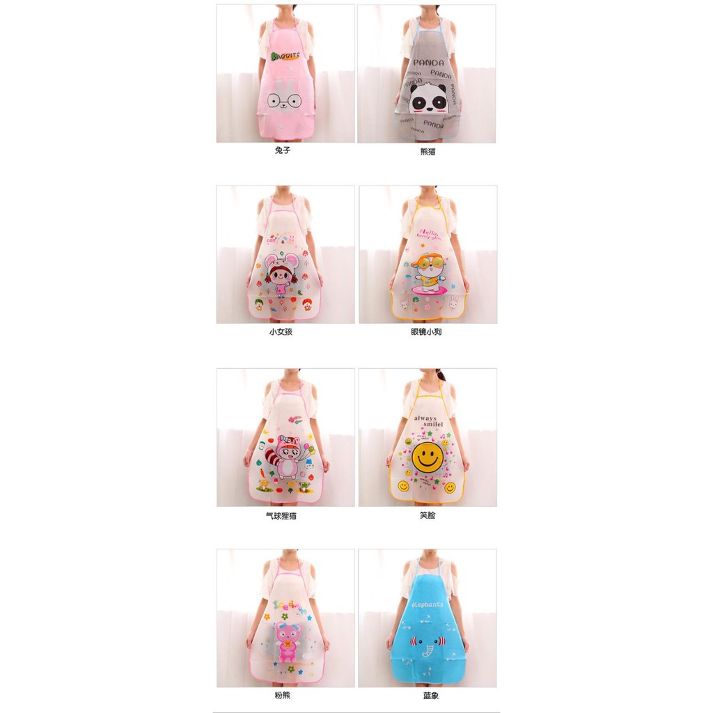 ☛TK☚ R003 Celemek Masak Karakter Waterproof Apron Plastik Motif Anti Tahan Air Dapur Baju Transparan