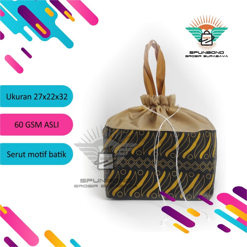 Tas spunbond serut motif batik box nasi 22