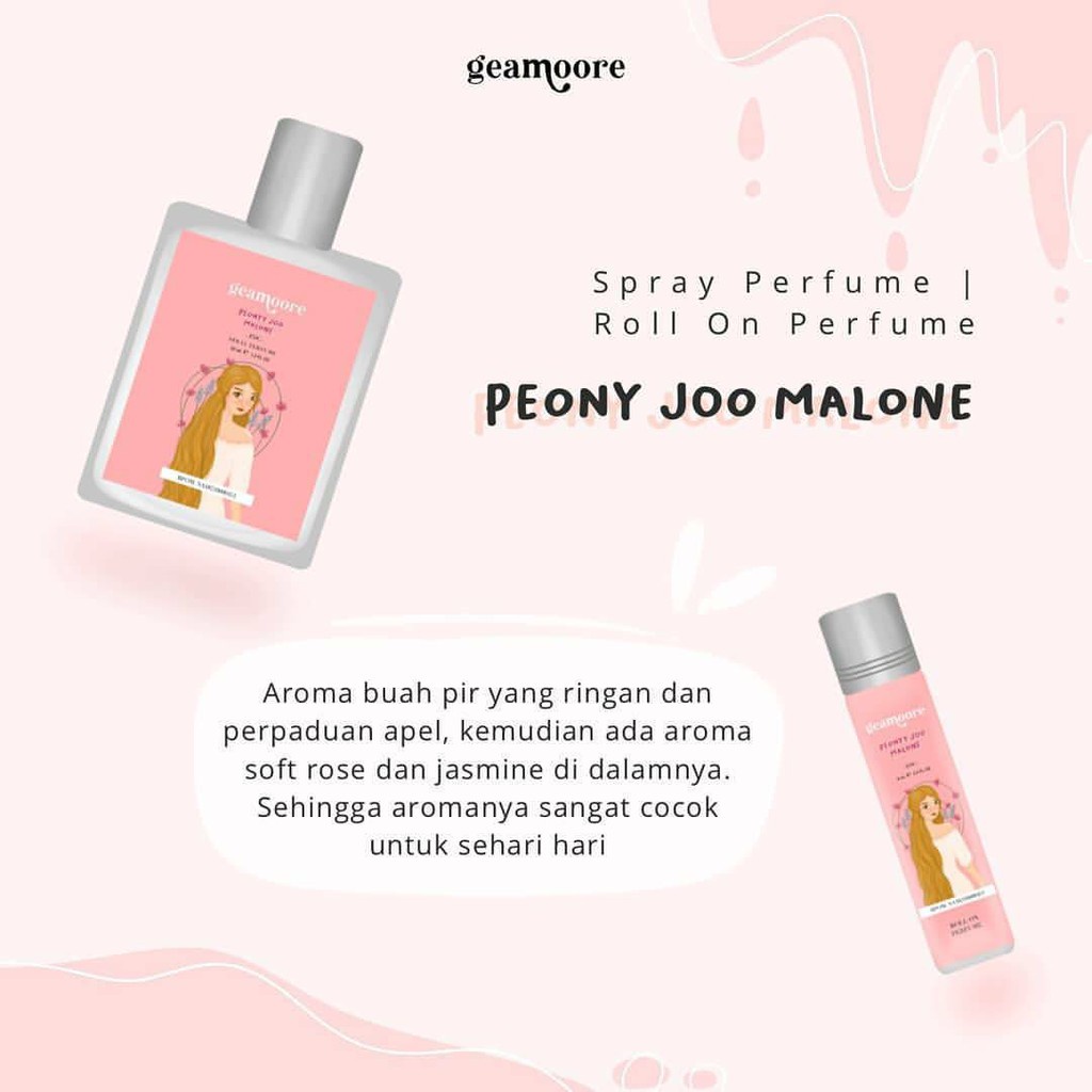 Geamoore Inspired Parfum 6 ml &amp; 30ml BPOM/Roll On &amp; Spray / Parfume Wanita Pria Unisex Tahan Lama