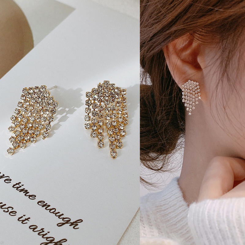 Anting Tusuk silver Desain Geometri Hias Berlian zircon Aksesoris Wanita