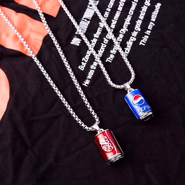 Selebriti Internet Cola botol biru kalung minuman botol siswa perhiasan Cool Bumi in disco melompat