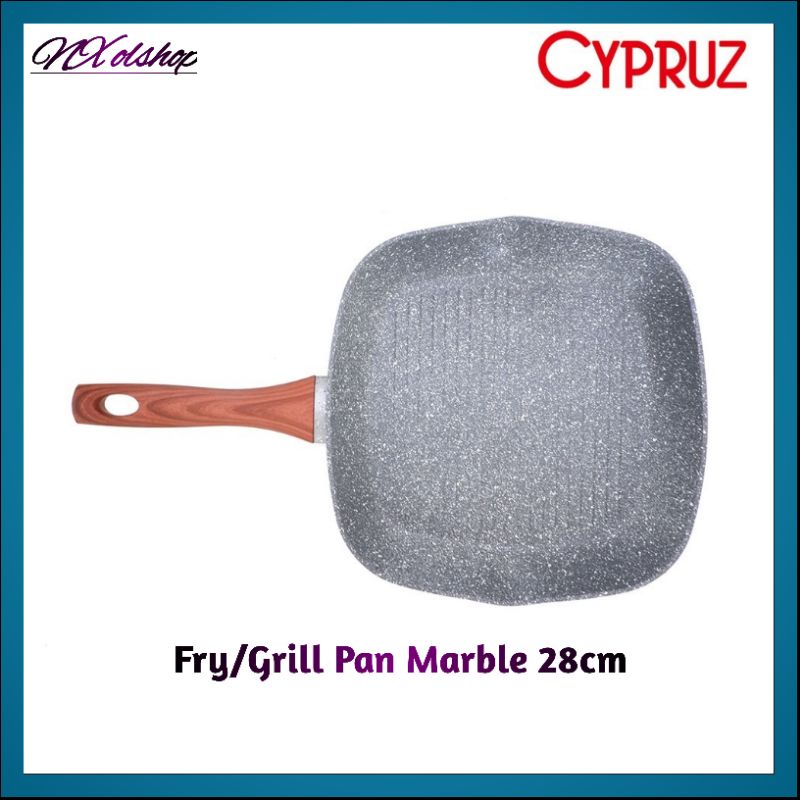 Cypruz Grill Pan Marble 28cm Panci Anti Lengket Fry Pan Anti Lengket Frying Pan Penggorengan