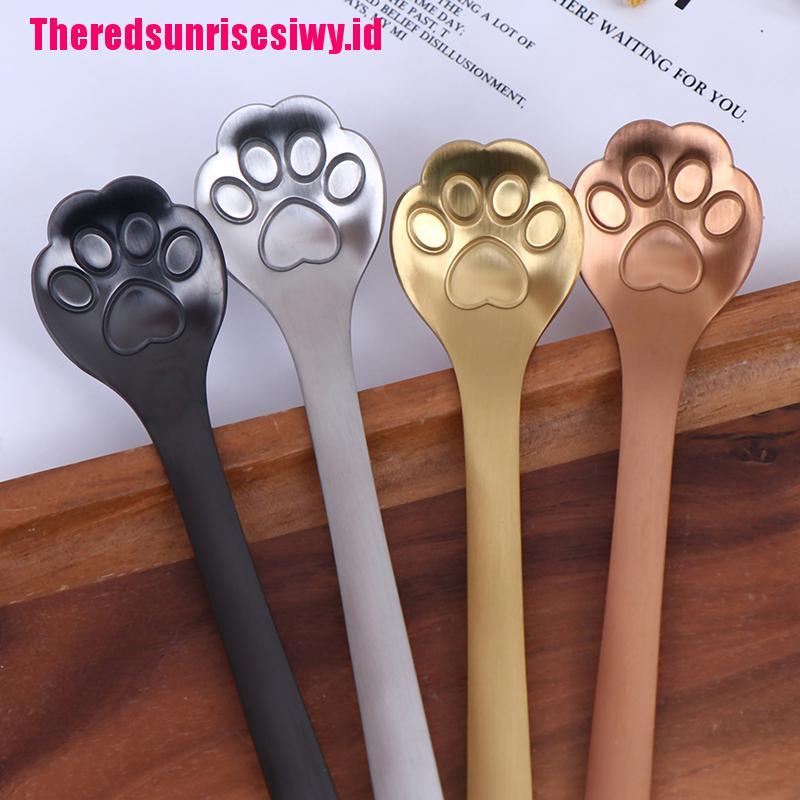 1pc Sendok Aduk Kopi / Dessert Bentuk Cakar Kucing Bahan Stainless Steel