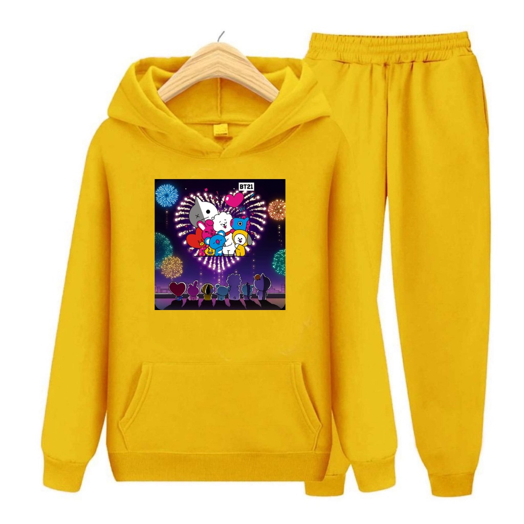 Setelan Sweater Anak Korea BT Firework /Baju Sweater Hoodie Anak