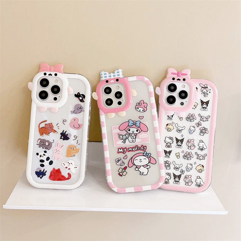 Case Pelindung Lensa Shockproof Motif Kartun Monster Kecil Untuk iPhone 14 13 12 11 Pro Max X Xr Xs Max 7 8 6 6s Plus SE 2020