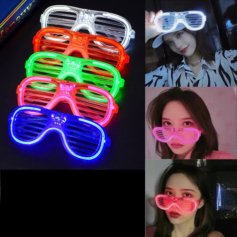 1 Pair Christmas Random Vintage Punk LED Plastic Party Luminous Eyeglasses /  KTV Bar Festival Supplies glowing cosplay Glasses