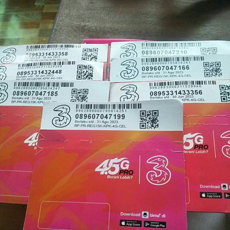 Kartu Tri, Kuota 1GB Aktif Siap Pakai tanpa registrasi KTP KK Perdana 3 Three